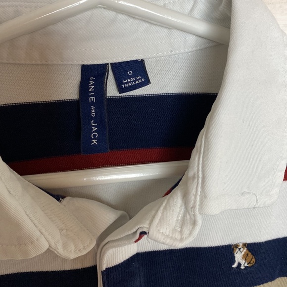 Janie & Jack Boys Rugby Striped Shirt Size 12 - Picture 2 of 7